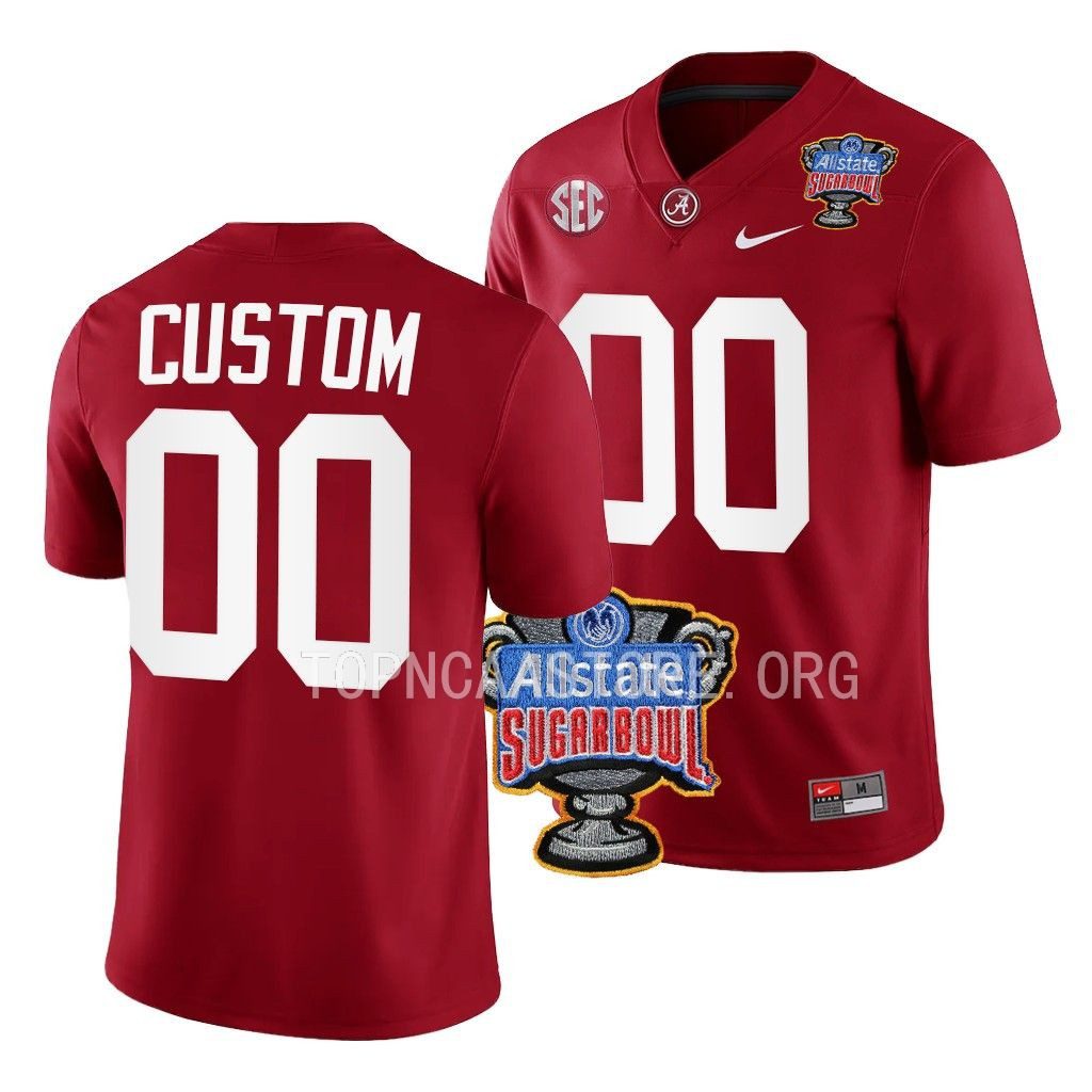 Men's Alabama Crimson Tide Custom #00 Crimson 2022 Sugar Bowl NCAA College Football Jersey